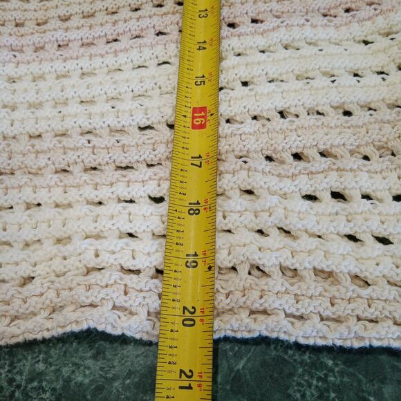 Gap Chunky Open Knit Sweater 100% Cotton Beachy Tan Pink White Crochet Layering - Picture 8 of 9